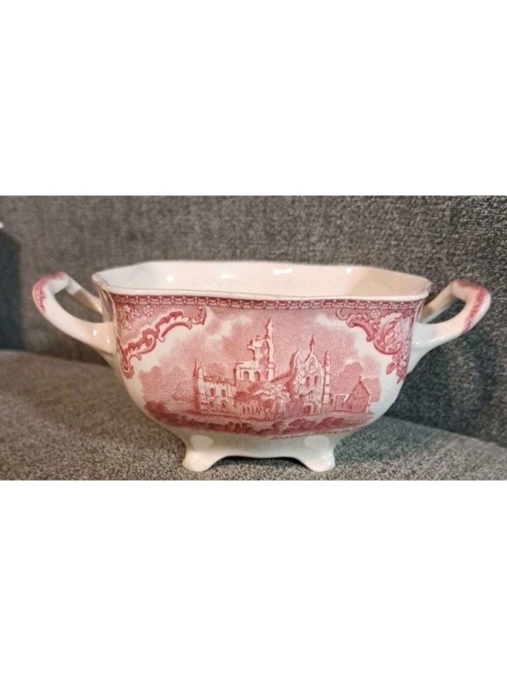 Johnson Bros Old Britain Castles Red Transferware Sugar Bowl England